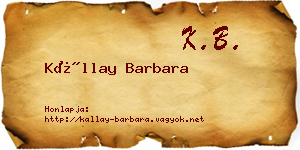Kállay Barbara névjegykártya