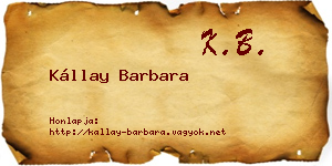 Kállay Barbara névjegykártya